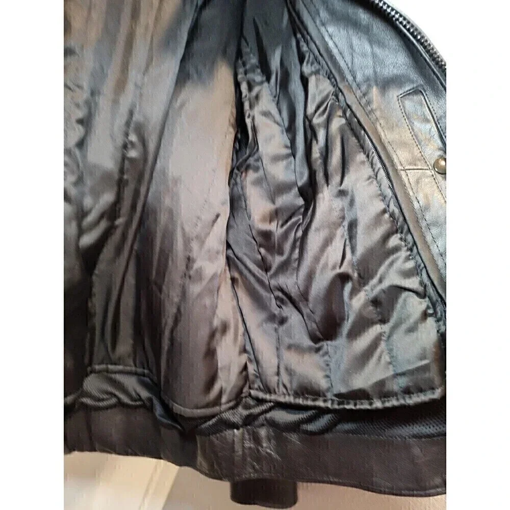 MOB Classic Series Black Leather Motorcycle Jacket Size 48 with removable lining